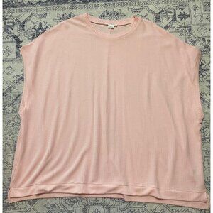 Pink Textured Chic Soul Womens Plus Size 2X Top Lightweight Textured Relaxed Fit